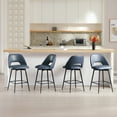 thumbnail image 1 of Zesthouse 26.4" Swivel Counter Stools Set of 4, Faux Leather Upholstered Counter Height Bar Stools with Open Back and Metal Legs, Mid Century Modern Bar Stools for Kitchen Island Home Bar , Blue, 1 of 12