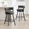 thumbnail image 1 of Zesthouse 26.6″ Swivel Bar Stools Set of 2, Faux Leather Upholstered Counter Stools with Barrel Back and Metal Legs, Modern Counter Height Barstools for Kitchen Island, Dark Gray, 1 of 12