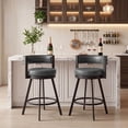 thumbnail image 1 of Zesthouse 26.6″ Swivel Bar Stools Set of 2, Faux Leather Upholstered Counter Stools with Barrel Back and Metal Legs, Modern Counter Height Barstools for Kitchen Island, Dark Gray, 1 of 11