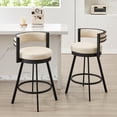 thumbnail image 1 of Zesthouse 26.6″ Swivel Bar Stools Set of 2, Linen Upholstered Counter Stools with Barrel Back and Metal Legs, Modern Counter Height Barstools for Kitchen Island, Beige, 1 of 13