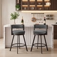thumbnail image 1 of Zesthouse 26.6″ Swivel Bar Stools Set of 2, Linen Upholstered Counter Height Chairs with Barrel Back Metal Legs, Modern Barstools for Kitchen Island, Dark Gray, 1 of 11