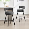 thumbnail image 1 of Zesthouse 26.6″ Swivel Bar Stools Set of 2, Linen Upholstered Counter Height Chairs with Barrel Back Metal Legs, Modern Barstools for Kitchen Island, Dark Gray, 1 of 11