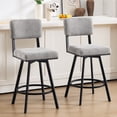 thumbnail image 1 of Zesthouse 26.6" Swivel Bar Stools Set of 2, Modern Counter Height Stools with Solid Back & Metal Base, Linen Upholstered Barstools for Kitchen Island, Gray, 1 of 10