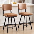 thumbnail image 1 of Zesthouse 26.6" Swivel Bar Stools Set of 2, Modern Counter Height Stools with Solid Back & Metal Base, PU Leather Upholstered Barstools for Kitchen Island, Brown, 1 of 10