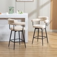 thumbnail image 1 of Zesthouse 26.7" Swivel Counter Stools Set of 2, Linen Upholstered Bar Stools with Back and Metal Legs, Modern Counter Height Chairs for Kitchen Island, Beige, 1 of 14