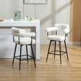 thumbnail image 1 of Zesthouse 26.7" Swivel Counter Stools Set of 2, Upholstered Sherpa Bar Stools with Back and Metal Legs, Modern Counter Height Chairs for Kitchen Island, White, 1 of 13