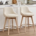 thumbnail image 1 of Zesthouse 26.8″ Swivel Bar Stools Counter Height Set of 2, Modern Counter Stools with Backs & Wood Legs, Upholstered Linen Fabric Barstools for Island Kitchen, Beige, 1 of 11