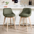 thumbnail image 1 of Zesthouse 26.8″ Swivel Bar Stools Counter Height Set of 2, Modern Counter Stools with Backs & Wood Legs, Upholstered Linen Fabric Barstools for Island Kitchen, Green, 1 of 10