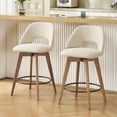 thumbnail image 1 of Zesthouse 26.8" Swivel Bar Stools Set of 2, Linen Upholstered Counter Height Stools with Open Back and Wood Legs, Mid Century Barstools Kitchen Bar Chairs for Pub Dining Room, Beige, 1 of 11