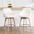thumbnail image 1 of Zesthouse 26.8″ Swivel Counter Height Bar Stools Set of 2, Upholstered Faux Leather Bar Stools with Back and Wood Legs, Mid Century Modern Barstool Island Chairs for Kitchen Counter, Cream, 1 of 10