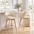 thumbnail image 1 of Zesthouse 26.8″ Swivel Counter Height Bar Stools Set of 2, Upholstered Linen Bar Stools with Back and Wood Legs, Mid Century Modern Barstool Island Chairs for Kitchen Counter, Beige, 1 of 10