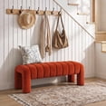 thumbnail image 1 of Zesthouse 43.3″ End of Bed Bench, Velvet Tufted Upholstered Ottoman Bench with Padded Seat and Solid Wood Leg, Modern Entryway Bench for Bedroom, Living Room, Rust, 1 of 10