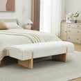 thumbnail image 1 of Zesthouse 55.1" Upholstered Bench, Modern Boucle Ottoman Bench with Wooden Legs, Entryway Bench for Bedroom Living Room, White, 1 of 13