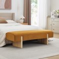 thumbnail image 1 of Zesthouse 55.1" Upholstered Bench, Modern Velvet Ottoman Bench with Wooden Legs, Entryway Bench for Bedroom Living Room, Orange, 1 of 12