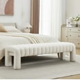 thumbnail image 1 of Zesthouse 63″ End of Bed Bench, Boucle Tufted Upholstered Ottoman Bench with Padded Seat and Solid Wood Leg, Modern Entryway Bench for Bedroom, Living Room, White, 1 of 12