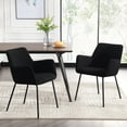 thumbnail image 1 of Zesthouse Boucle Dining Chairs Set of 2, Modern Teddy Fabric Small Accent Arm Chairs with Black Legs, Mid Century Comfy Chairs for Living Dining Room, Black, 1 of 13