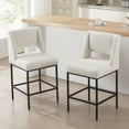 thumbnail image 1 of Zesthouse 26.4" Modern Counter Stools Set of 2, Boucle Fabric Bar Stools with Back and Metal Legs, Extra Thick Upholstered Counter Height Chairs for Kitchen Island, White, 1 of 14