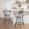 thumbnail image 1 of Zesthouse 26" Counter Height Swivel Barstools, Linen Upholstered Bar Stools Set of 2, Metal Base, Gray, 1 of 11