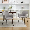 thumbnail image 1 of Zesthouse Linen Dining Chairs Set of 2, Modern Upholstered Kitchen Room Chairs with Metal Legs, Comfy Small Accent Arm Chair for Living Dining Room, Gray, 1 of 15