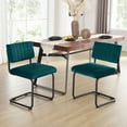 thumbnail image 1 of Zesthouse Mid Century Modern Dining Chairs Set of 2, Velvet Upholstered Dining Room Chairs with Metal Legs, Tufted Channel Kitchen Chairs for Dining Living Room, Teal, 1 of 10