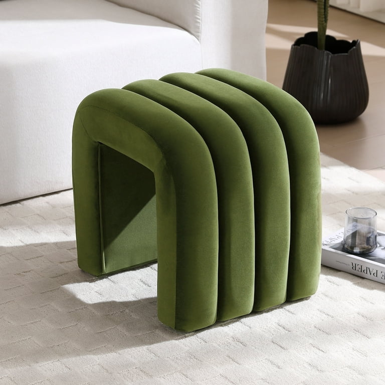 Zesthouse Modern Channel Tufted Ottoman, Multi-Functional Velvet