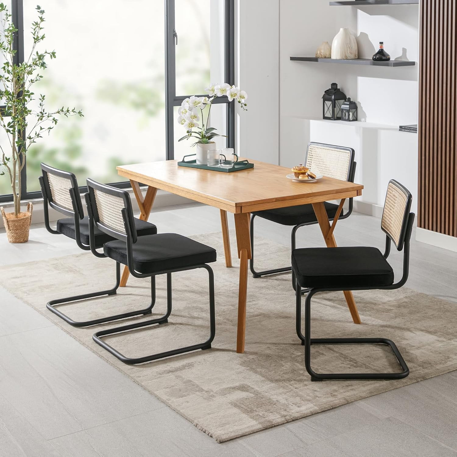 Zesthouse Natural Rattan Dining Chairs Set of 2, Modern Dining Room ...