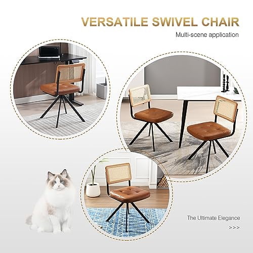 Zesthouse Rattan Desk Chair No Wheels, Mid Century Modern Home Office ...