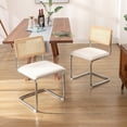 Zesthouse Rattan Dining Chairs Set of 2, Boucle Upholstered, Cane Back ...