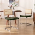 Zesthouse Set of 2 Rattan Dining Chairs - Mid-Century Modern Style with Faux Leather, Cane-Back ...