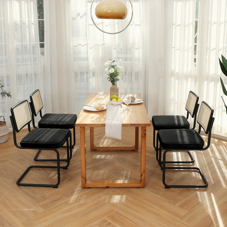 Black and rattan dining chairs deals
