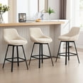 thumbnail image 1 of Zesthouse Swivel Bar Stools Set of 3, 25.6″ Upholstered Linen Counter Height Barstools with Backs, Modern Kitchen Chairs with Metal Legs, Beige, 1 of 11