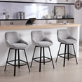 thumbnail image 1 of Zesthouse Swivel Bar Stools Set of 3, 25.6″ Upholstered Linen Counter Height Barstools with Backs, Modern Kitchen Chairs with Metal Legs, Gray, 1 of 11