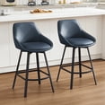 thumbnail image 1 of Zesthouse 25.6" Swivel Counter Height Bar Stools Set of 2, Modern Counter Height Chairs with Backs and Metal Legs, Upholstered Faux Leather Barstools for Kitchen Island, Blue, 1 of 10