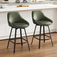 thumbnail image 1 of Zesthouse 25.6" Swivel Counter Height Bar Stools Set of 2, Modern Counter Height Chairs with Backs and Metal Legs, Upholstered Faux Leather Barstools for Kitchen Island, Green, 1 of 10