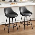 thumbnail image 1 of Zesthouse 25.6" Swivel Counter Height Bar Stools Set of 2, Modern Counter Height Chairs with Backs and Metal Legs, Upholstered Faux Leather Barstools for Kitchen Island, Dark Gray, 1 of 10