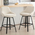 thumbnail image 1 of Zesthouse 25.6" Swivel Counter Height Bar Stools Set of 2, Modern Counter Height Chairs with Backs and Metal Legs, Upholstered Linen Barstools for Kitchen Island, Beige, 1 of 11