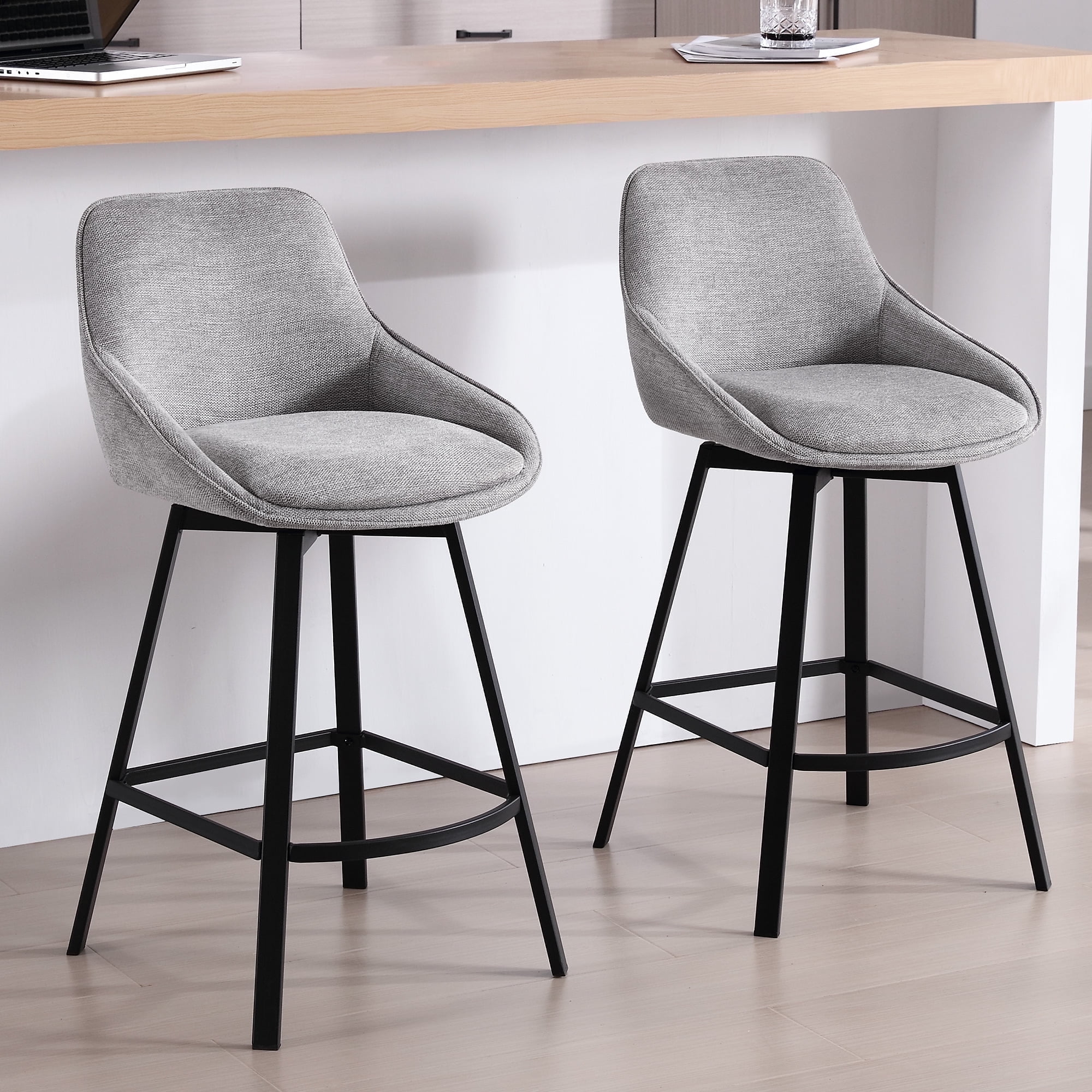 Zesthouse Swivel Counter Height Bar Stools Set of 2, 25.6" Modern ...