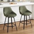 thumbnail image 1 of Zesthouse 25.6" Swivel Counter Height Bar Stools Set of 2, Modern Counter Height Chairs with Backs and Metal Legs, Upholstered Linen Barstools for Kitchen Island, Green, 1 of 11