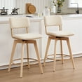 thumbnail image 1 of Zesthouse Swivel Counter Height Bar Stools Set of 2, 26" Upholstered Linen Barstools with Back and Solid Wood Legs, Mid Century Modern Bar Chairs, Island Stool for Kitchen Counter, Beige, 1 of 11
