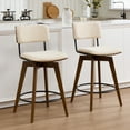 thumbnail image 1 of Zesthouse Swivel Counter Height Bar Stools Set of 2, 26" Upholstered Linen Barstools with Back and Walnut Wood Legs, Mid Century Modern Bar Chairs, Island Stool for Kitchen Counter, Beige, 1 of 11
