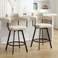 thumbnail image 1 of Zesthouse 26" Counter Height Swivel Barstools, Linen Upholstered Bar Stools Set of 2, Metal Base, Beige, 1 of 12