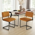 thumbnail image 1 of Zesthouse Mid Century Modern Dining Chairs Set of 2, Velvet Upholstered Dining Room Chairs with Metal Legs, Tufted Channel Kitchen Chairs for Dining Living Room, Orange, 1 of 11
