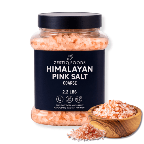 Zestiq Foods Himalayan Pink Salt Coarse Grain – 2.2lb Jar for Grinder Refills. Pure, Natural, Unrefined Rock Salt for Cooking & Seasoning
