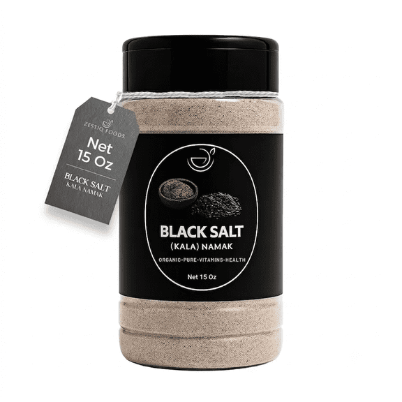 Zestiq Foods Organic Black Salt (15 Oz.) - Kala Namak for Cooking & Seasoning - 100% Natural, Vegan & Gluten-Free
