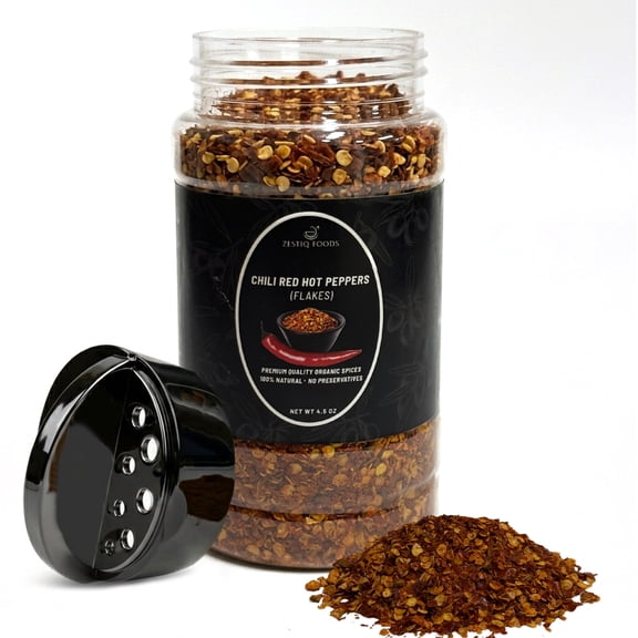 Zestiq Foods Organic Red Chili Hot Crushed 4.5 Oz. – Premium Spicy Crushed Red Pepper Flakes for Cooking, Seasoning & Marinades – Natural, Non-GMO, Perfect for Pizza, Pasta & Indian Cuisine