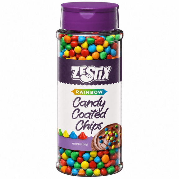 Zestix Candy Coated Chips, 10 oz, Rainbow Candy Chips for Baking, Ice Cream Toppings, Cake Decorating Sprinkles & Dessert Decorations