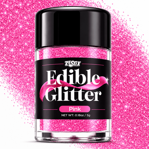 Edible Glitter Pink 5g, Food Grade Pink Cake Glitter for Drinks, Cakes, Cupcakes & Desserts, Edible Luster Dust