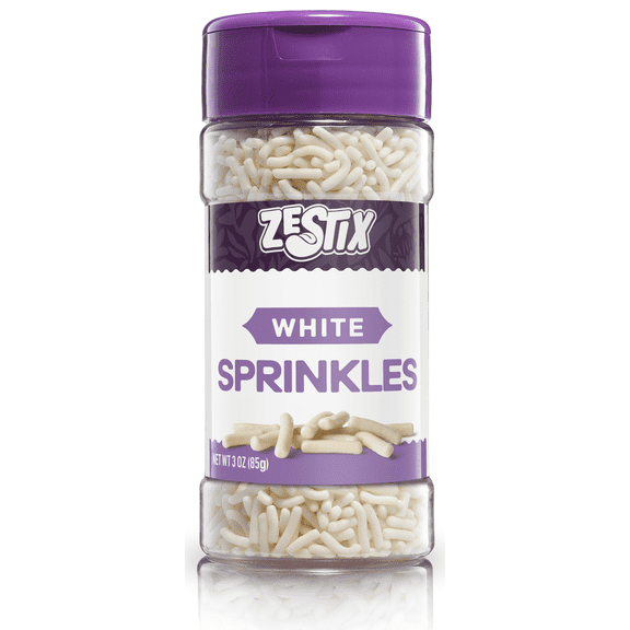 White Sprinkles 3 oz, Jimmies Sprinkles for Cake Decorating, Cupcakes, Cookies, Ice Cream & Dessert Toppings