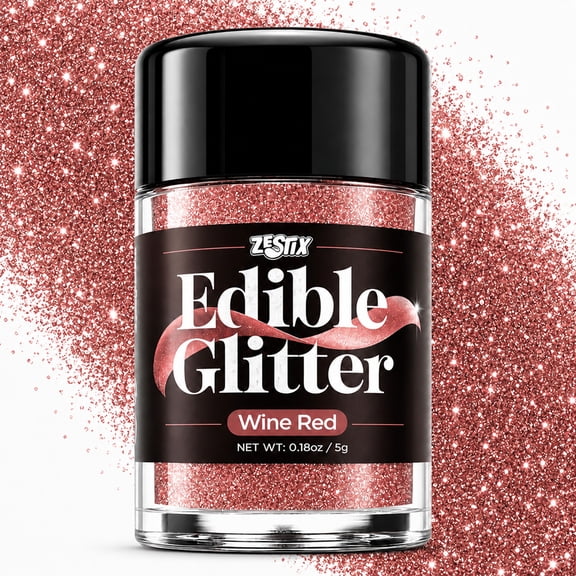Edible Glitter Wine Red 5g, Food Grade Burgundy Cake Glitter for Drinks, Cakes, Cupcakes & Desserts, Edible Luster Dust