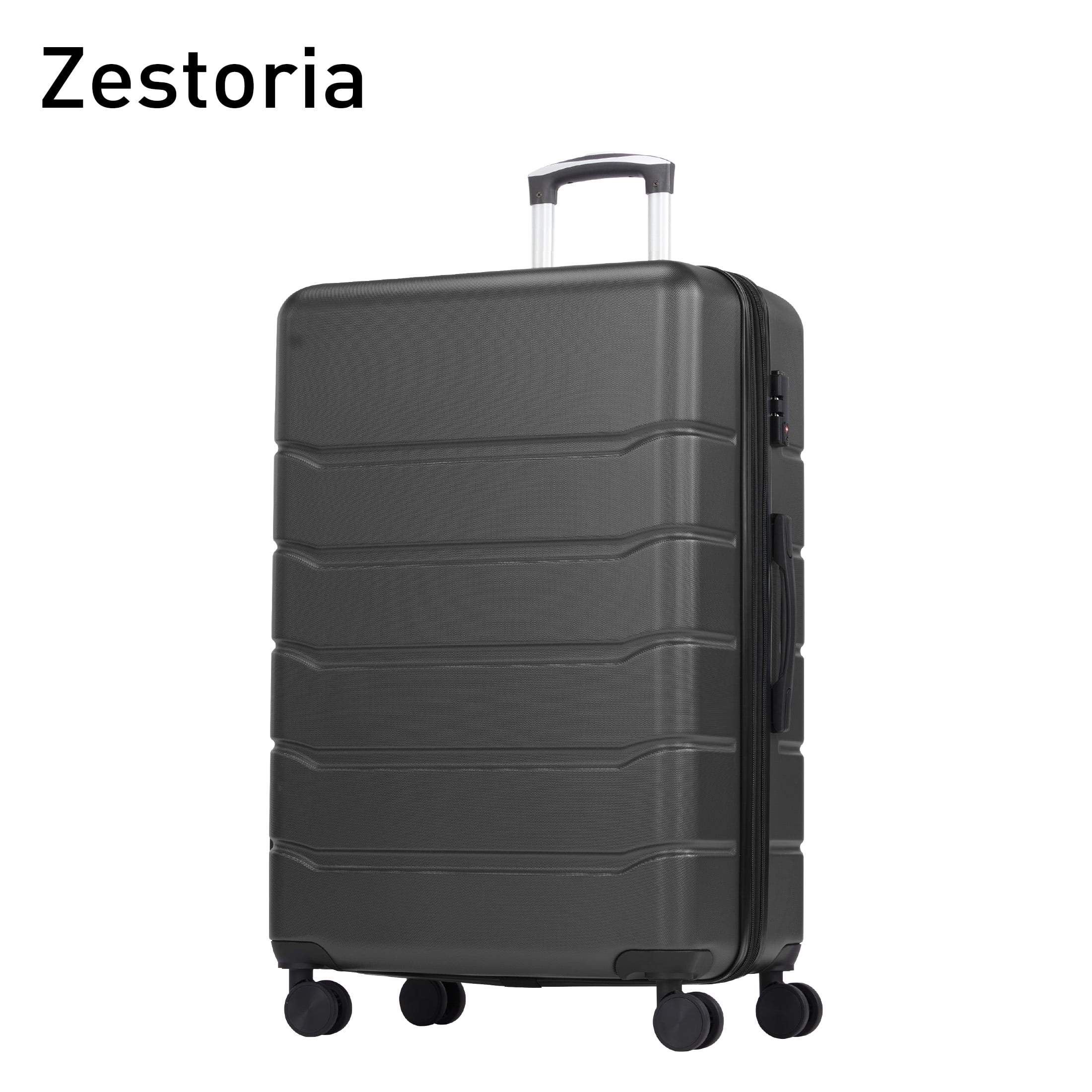Zestoria 24" Hardside Expandable Luggage with Spinner Wheels & TSA Lock, Black